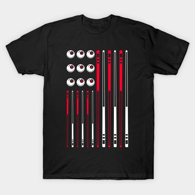 Billiards 9 Ball Pool American Us Flag T-Shirt by Marcell Autry